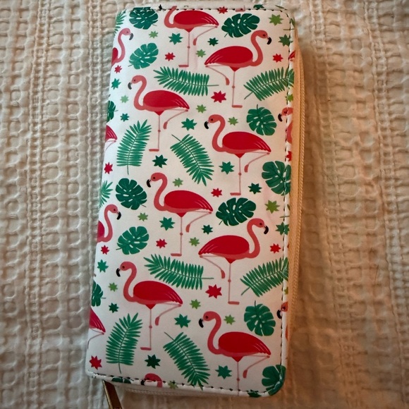 Flamingo and Leaf Print Wallet - Picture 1 of 3